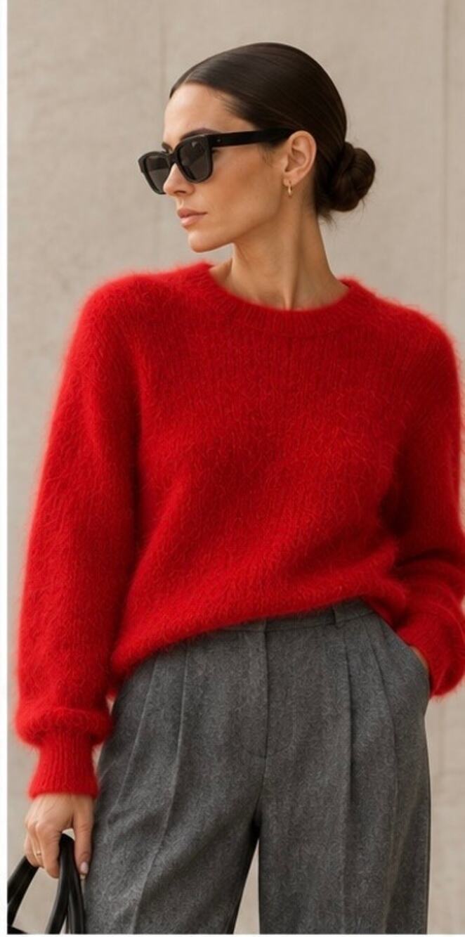 NWT The Elder Statesman Thistle Simple Crew Red Alpaca Sweater S